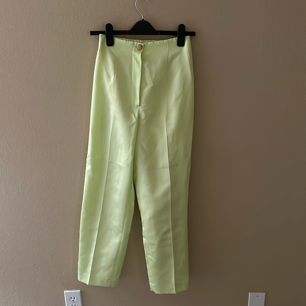 Lemon Green Rayon high waisted pants
